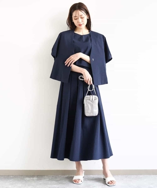 MK MICHEL KLEIN（エムケーミッシェルクラン）の「タックフレアースカート/撥水/UVカット/洗える（スカート・レディース・ネイビー/ブルー・38）」の10枚目の写真