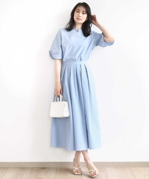 MK MICHEL KLEIN（エムケーミッシェルクラン）の「タックフレアースカート/撥水/UVカット/洗える（スカート・レディース・ネイビー/ブルー・38）」の15枚目の写真