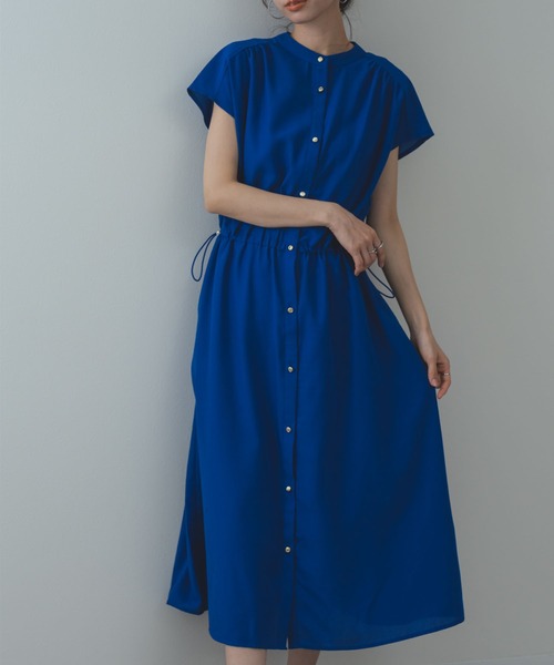 ANNA LUNA（アンナルナ）の「【ANNA LUNA】 1枚で完成する 大人の きれいめ カジュアル 半袖 ワンピース（ワンピース・レディース・ブルー/チャコールグレー/ネイビー・MEDIUM）」の4枚目の写真