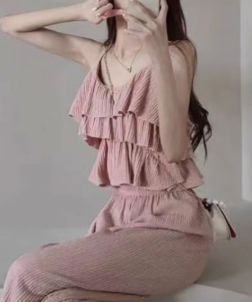 セール】セットアップ ティアードキャミソール ワイドパンツ