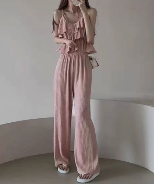 COCOMOMO(ココモモ)の「セットアップ ティアードキャミソール ワイドパンツ 上下セット フリル キャミソール イージーパンツ セット(セットアップ・レディース・ピンク/アッシュグレー/アイボリー/ブラック・FREE)」の19枚目の写真