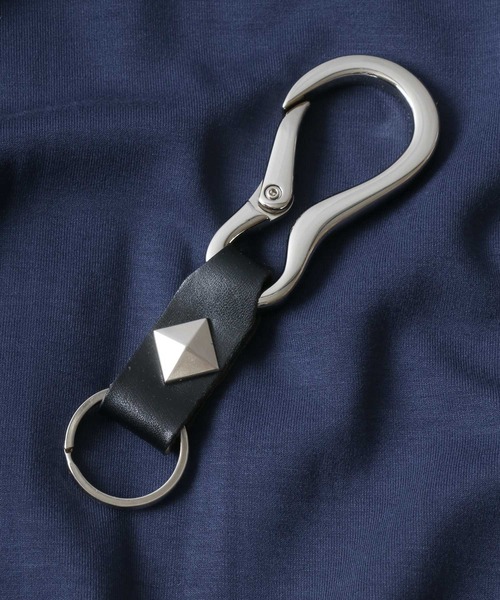 セール】MADE IN JAPAN Real Leather Metal Carabiner Studs Key Ring