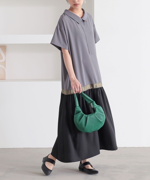 n'OrLABEL(ノアールレーベル)の「配色切替シャツワンピース(シャツワンピース・レディース・ベージュ/チャコール/ブラック・2/1)」の3枚目の写真