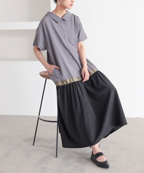 n'OrLABEL(ノアールレーベル)の「配色切替シャツワンピース(シャツワンピース・レディース・ベージュ/チャコール/ブラック・2/1)」の16枚目の写真