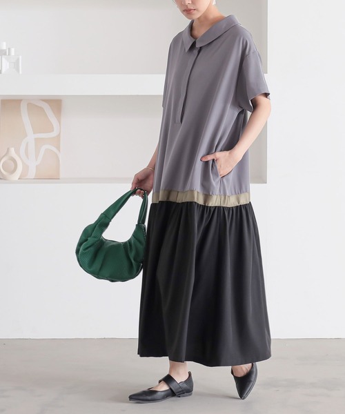 n'OrLABEL(ノアールレーベル)の「配色切替シャツワンピース(シャツワンピース・レディース・ベージュ/チャコール/ブラック・2/1)」の12枚目の写真