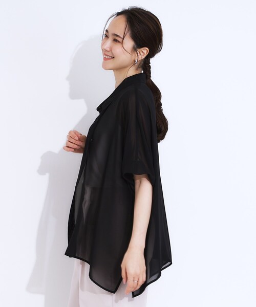 Cutie Blonde（キューティーブロンド）の「大人のシアー感 ゆるさらポンチョシャツ（シャツ/ブラウス・レディース・ブラック/イエロー系その他/ブラウン系その他5/ネイビー系2/ブラック系2/ホワイト系9・00）」の16枚目の写真