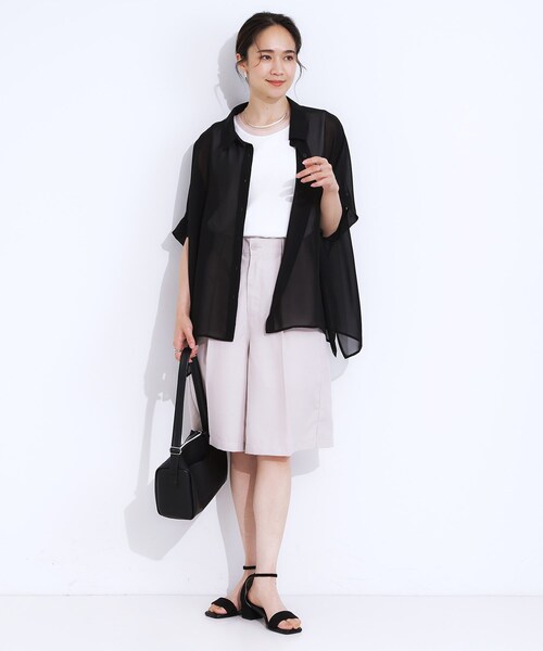 Cutie Blonde（キューティーブロンド）の「大人のシアー感 ゆるさらポンチョシャツ（シャツ/ブラウス・レディース・ブラック/イエロー系その他/ブラウン系その他5/ネイビー系2/ブラック系2/ホワイト系9・00）」の17枚目の写真