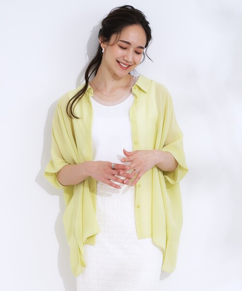 Cutie Blonde（キューティーブロンド）の「大人のシアー感 ゆるさらポンチョシャツ（シャツ/ブラウス・レディース・ブラック/イエロー系その他/ブラウン系その他5/ネイビー系2/ブラック系2/ホワイト系9・00）」の19枚目の写真