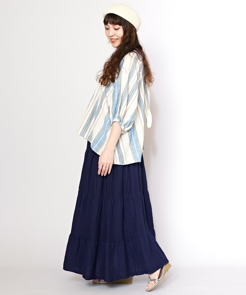 チャイハネ(チャイハネ)の「【チャイハネ】インド綿ストライプ織り デルアトップス(その他トップス・レディース・ホワイト/グリーン/オレンジ・FREE)」の11枚目の写真