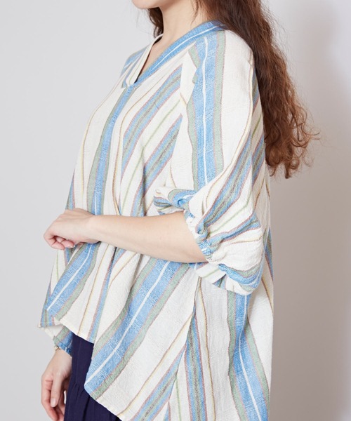 チャイハネ(チャイハネ)の「【チャイハネ】インド綿ストライプ織り デルアトップス(その他トップス・レディース・ホワイト/グリーン/オレンジ・FREE)」の14枚目の写真