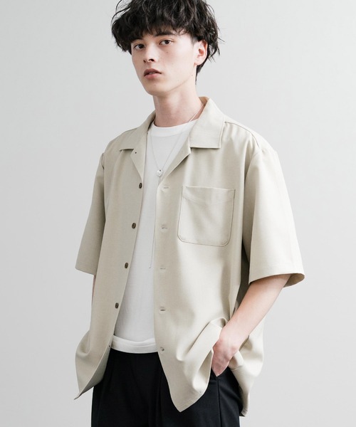 Audience（オーディエンス）の「Upscape Audience アップスケープオーディエンス 日本製 国産 Naturemier ナチュレミアTECHリネンライクトロワッシャーオープンカラーハーフスリーブシャツ AUD6604（シャツ/ブラウス・メンズ・ウッド/サンドベージュ/グレー/ブラック・M/L）」の4枚目の写真