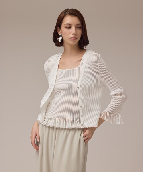 グレースコンチネンタル（GRACE CONTINENTAL）/シアーフリルニットカーディガン シアーフリルニットカーディガン（カーディガン/ボレロ）｜GRACE