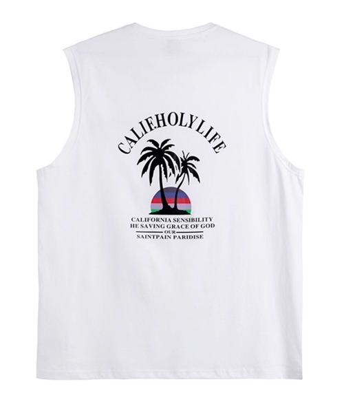 NOWLE（ノウル）の「【NOWLE】カリフォルニア サマー ビーチ バックプリント ノースリーブ（タンクトップ・メンズ・ブラック/ホワイト・FREE）」の14枚目の写真
