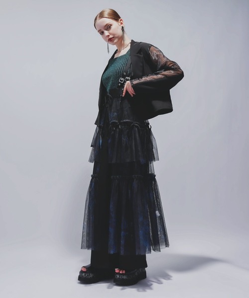 HARE（ハレ）の「タックプリーツシアージャケット(HARE)（テーラードジャケット・レディース・ブラック/ブラウン・FREE）」の5枚目の写真