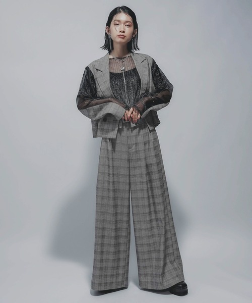 HARE（ハレ）の「タックプリーツシアージャケット(HARE)（テーラードジャケット・レディース・ブラック/ブラウン・FREE）」の8枚目の写真