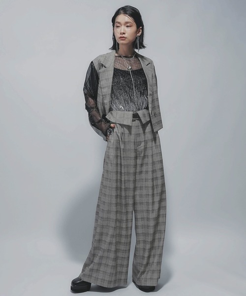 HARE（ハレ）の「タックプリーツシアージャケット(HARE)（テーラードジャケット・レディース・ブラック/ブラウン・FREE）」の9枚目の写真