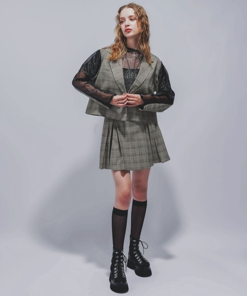 HARE（ハレ）の「タックプリーツシアージャケット(HARE)（テーラードジャケット・レディース・ブラック/ブラウン・FREE）」の10枚目の写真