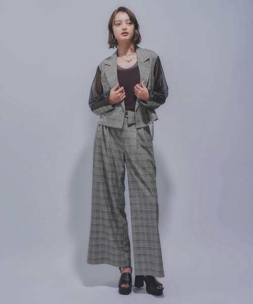 HARE（ハレ）の「タックプリーツシアージャケット(HARE)（テーラードジャケット・レディース・ブラック/ブラウン・FREE）」の12枚目の写真