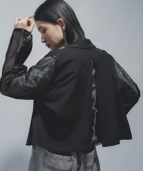 HARE（ハレ）の「タックプリーツシアージャケット(HARE)（テーラードジャケット・レディース・ブラック/ブラウン・FREE）」の16枚目の写真