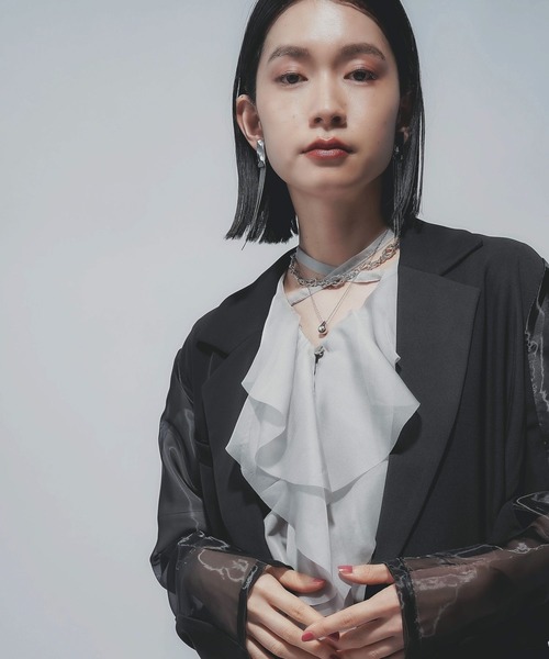 HARE（ハレ）の「タックプリーツシアージャケット(HARE)（テーラードジャケット・レディース・ブラック/ブラウン・FREE）」の19枚目の写真