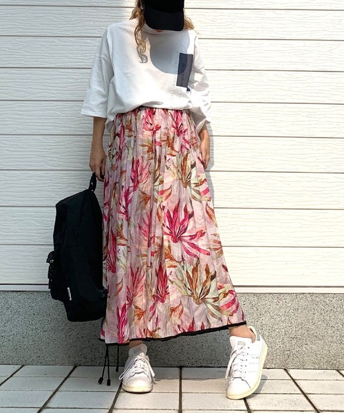 Q(キュー)の「ヤシの木柄スカート(スカート・レディース・ピンク系その他/グリーン系その他・MEDIUM)」の13枚目の写真