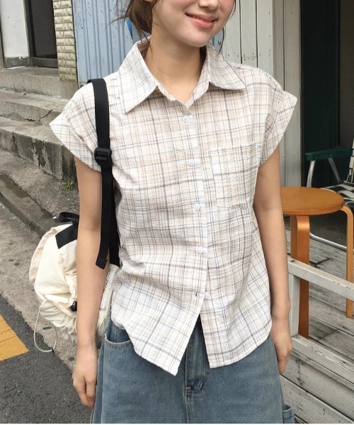 gossip！ロサンゼルス（ゴシップロサンゼルス）の「Y2K アーバンチェック 半袖シャツ  『 25SS 』（Tシャツ/カットソー・レディース・ブラック/ホワイト・FREE）」の12枚目の写真