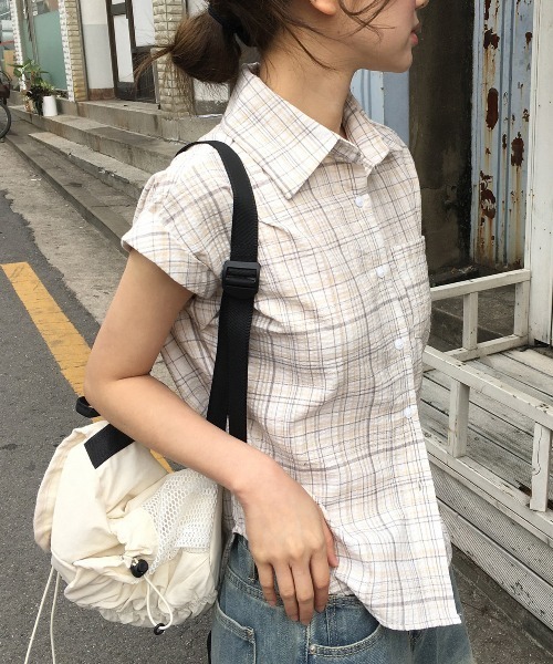 gossip！ロサンゼルス（ゴシップロサンゼルス）の「Y2K アーバンチェック 半袖シャツ  『 25SS 』（Tシャツ/カットソー・レディース・ブラック/ホワイト・FREE）」の11枚目の写真