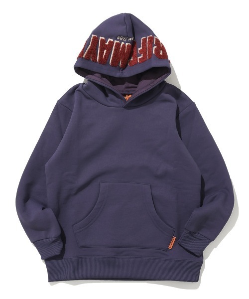 KRIFF MAYER Kid's Collection(クリフメイヤーキッズコレクション)の「サガラ刺繍裏起毛パーカー(フードロゴ)(スウェット・キッズ・チャコール/ベージュ/パープル/ブラウン/レッド/グリーン/カラフル/ナチュラル・120/130/140/150/160/170)」の1枚目の写真
