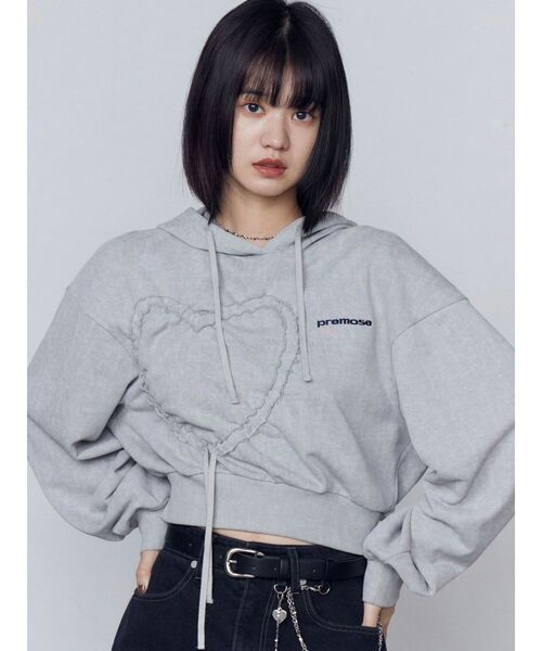 EMODA グレー パフスリーブ クロップドトップ＆スカートセット EMODA グレー パフスリーブ クロップドトップ＆スカートセット