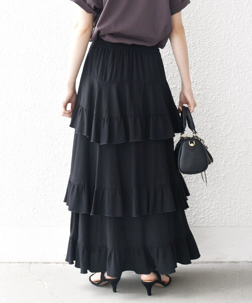 セール】SHIPS any:〈洗濯機可能〉ティアード ラッフル マキシ