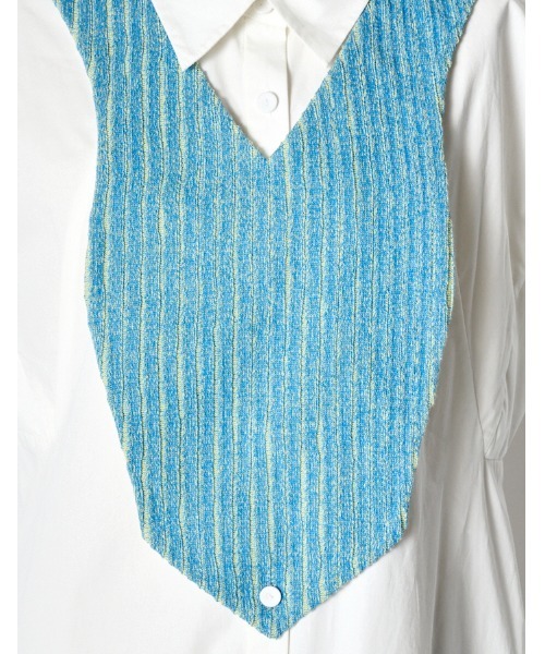 RUMCHE（ラムシェ）の「Knit Bonding Shirt Dress / ニットボンディングシャツドレス（シャツワンピース・レディース・サックスブルー/ホワイト・FREE）」の13枚目の写真