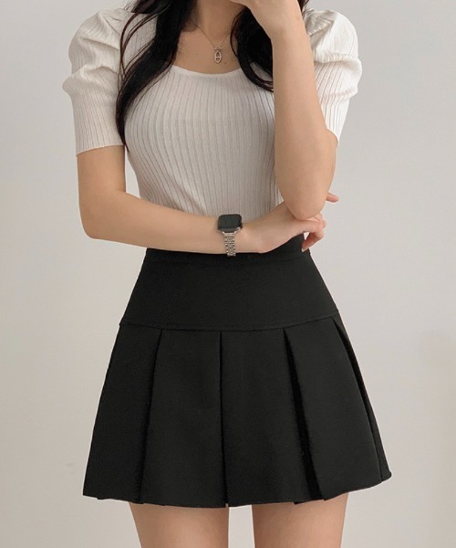 yuue' ( wear )（ユーイ）の「ボックスプリーツミニスカート インナーパンツ付き（スカート・レディース・グレー/ブラック/ブラウン・S/M/L）」の7枚目の写真