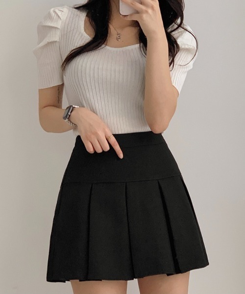 yuue' ( wear )（ユーイ）の「ボックスプリーツミニスカート インナーパンツ付き（スカート・レディース・グレー/ブラック/ブラウン・S/M/L）」の9枚目の写真