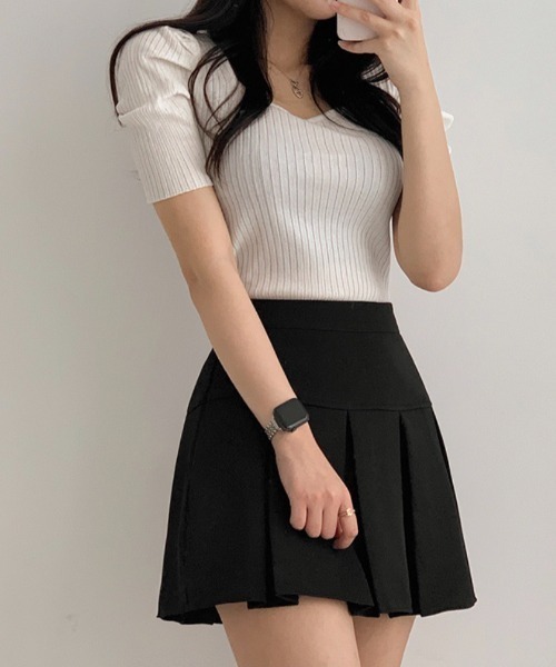 yuue' ( wear )（ユーイ）の「ボックスプリーツミニスカート インナーパンツ付き（スカート・レディース・グレー/ブラック/ブラウン・S/M/L）」の8枚目の写真