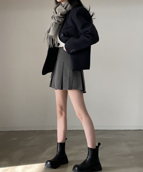 yuue' ( wear )（ユーイ）の「ボックスプリーツミニスカート インナーパンツ付き（スカート・レディース・グレー/ブラック/ブラウン・S/M/L）」の19枚目の写真