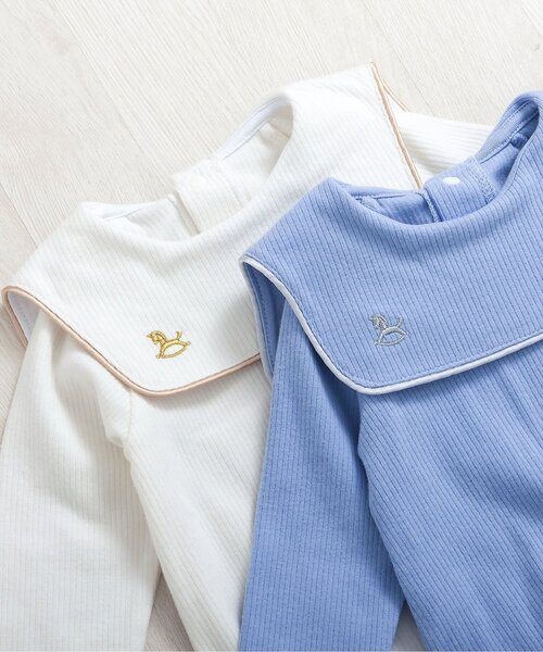 apres les cours（アプレレクール）の「セーラー衿ボディースーツ（ロンパース・キッズ・ブルー/アイボリー・70/80）」の15枚目の写真