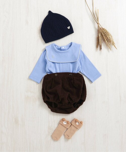 apres les cours（アプレレクール）の「セーラー衿ボディースーツ（ロンパース・キッズ・ブルー/アイボリー・70/80）」の7枚目の写真