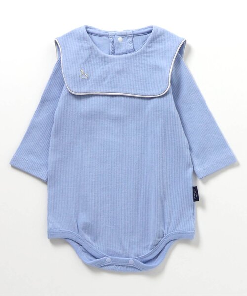 apres les cours（アプレレクール）の「セーラー衿ボディースーツ（ロンパース・キッズ・ブルー/アイボリー・70/80）」の3枚目の写真