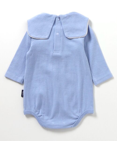 apres les cours（アプレレクール）の「セーラー衿ボディースーツ（ロンパース・キッズ・ブルー/アイボリー・70/80）」の4枚目の写真