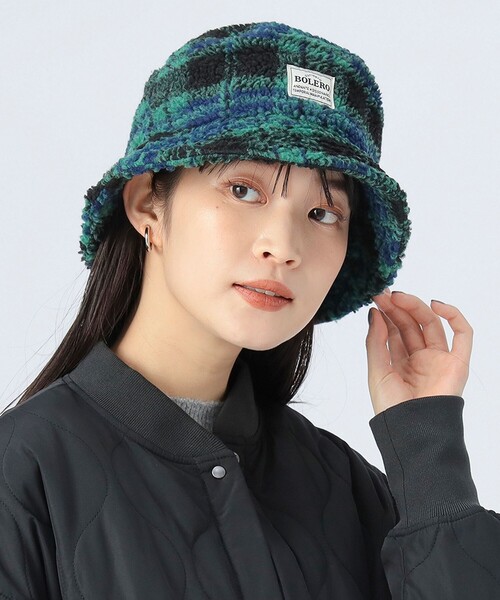 BEAMS HEART（ビームスハート）の「チェック ボア バケットハット（ハット・レディース・ネイビー/ホワイト系その他5/ブラック・ONE SIZE）」の22枚目の写真