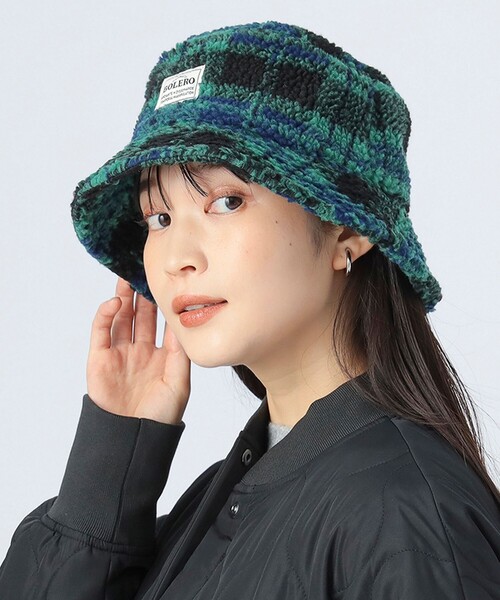 BEAMS HEART（ビームスハート）の「チェック ボア バケットハット（ハット・レディース・ネイビー/ホワイト系その他5/ブラック・ONE SIZE）」の21枚目の写真