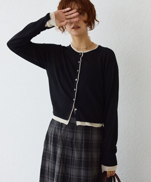 RIVE DROITE（リヴドロワ）の「【こなれ感抜群】フェイクレイヤードカーディガン（カーディガン/ボレロ・レディース・レッド/ブラック・FREE）」の2枚目の写真