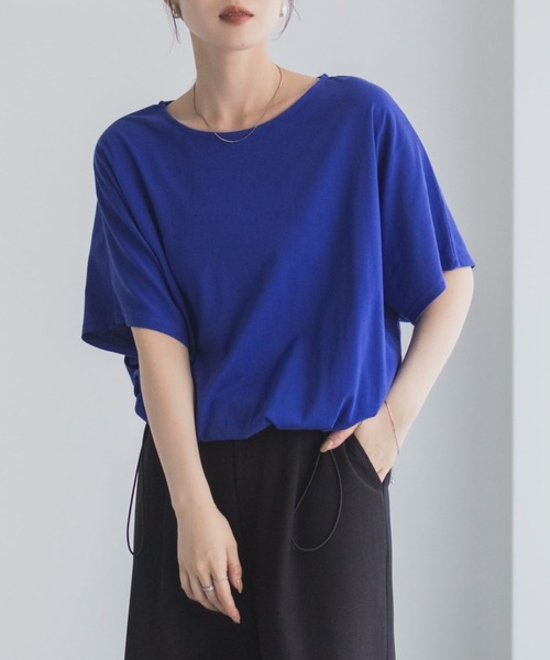 Mac-House(マックハウス)の「Idnes 裾ドロストカットソー(Tシャツ/カットソー・レディース・ブルー/オフホワイト/ブラック・M)」の10枚目の写真