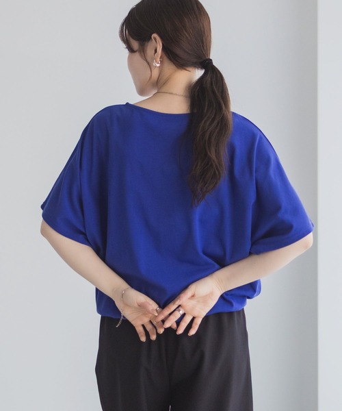 Mac-House(マックハウス)の「Idnes 裾ドロストカットソー(Tシャツ/カットソー・レディース・ブルー/オフホワイト/ブラック・M)」の11枚目の写真