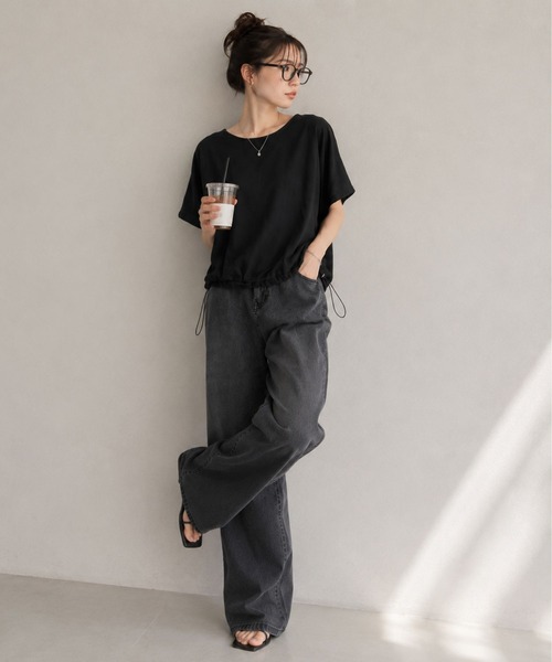 Mac-House(マックハウス)の「Idnes 裾ドロストカットソー(Tシャツ/カットソー・レディース・ブルー/オフホワイト/ブラック・M)」の22枚目の写真