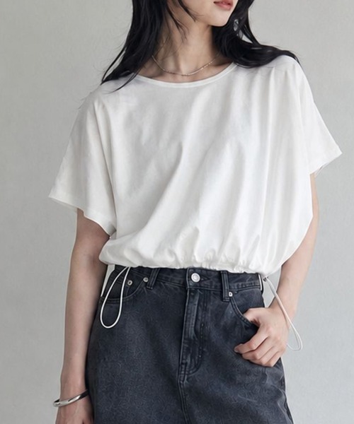 Mac-House(マックハウス)の「Idnes 裾ドロストカットソー(Tシャツ/カットソー・レディース・ブルー/オフホワイト/ブラック・M)」の16枚目の写真