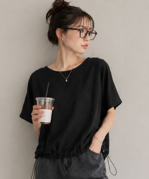 Mac-House(マックハウス)の「Idnes 裾ドロストカットソー(Tシャツ/カットソー・レディース・ブルー/オフホワイト/ブラック・M)」の20枚目の写真