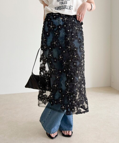 セール】フラワーモチーフレイヤードスカート（スカート）｜fredy emue