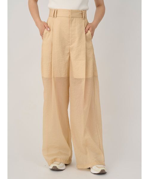 emmi（エミ）の「シアーワイドタックパンツ（その他パンツ・レディース・ミント/ネイビー/ベージュ・1/0）」の2枚目の写真