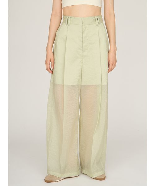 emmi（エミ）の「シアーワイドタックパンツ（その他パンツ・レディース・ミント/ネイビー/ベージュ・1/0）」の4枚目の写真